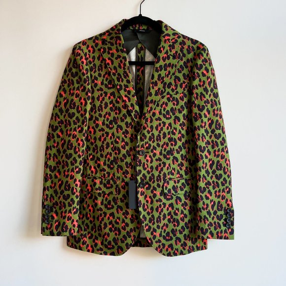 R13 The Kills Alison Mosshart green orange leopard print blazer jacket brand new - Picture 3 of 15